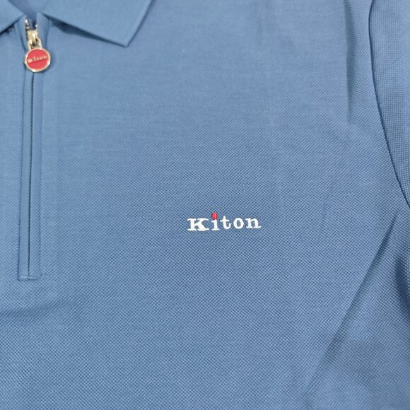 Kiton Men's Zip-Up Crew Neck Polo Shirt - Picture 3 of 7